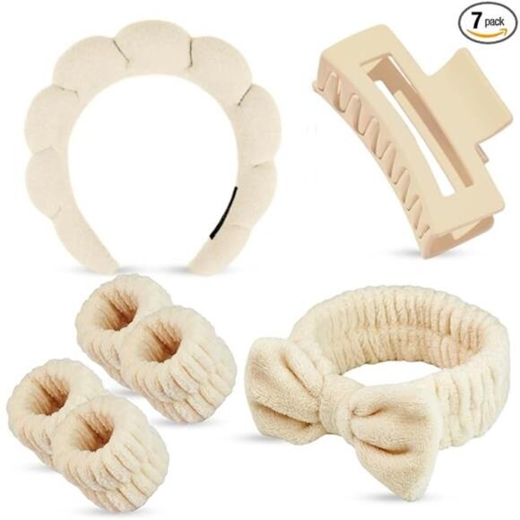 Spa headband and wristband set soft fleece skincare accessories hair clip for wo - Picture 8 of 8